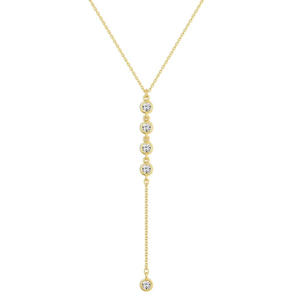 Women's Gold Long Y-Shaped Pendant Trendy Layered Beaded Chain Drop Necklace